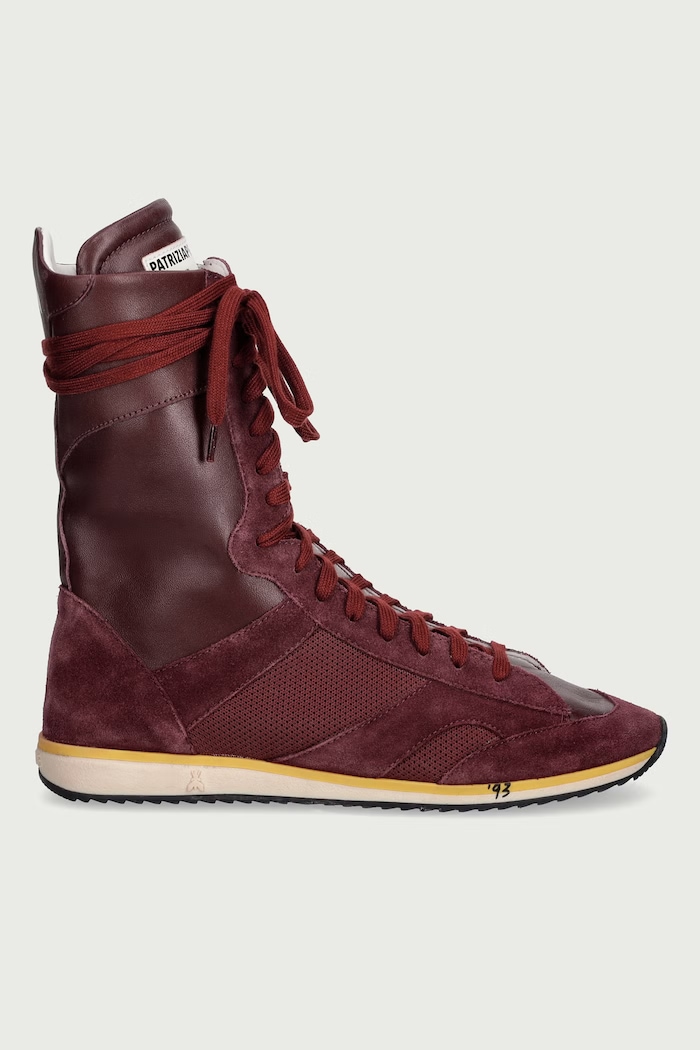 Patrizia Pepe Sneakersy damskie skórzane 8Y0033.V038.FH03 bordowy AW26