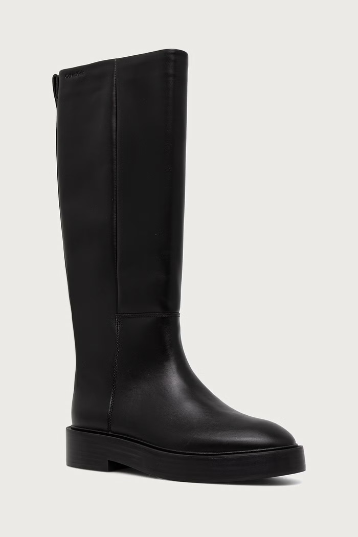 Calvin Klein Kozaki damskie skórzane CONC WELT HIGH BOOT LTH czarny HW0HW032130GJ