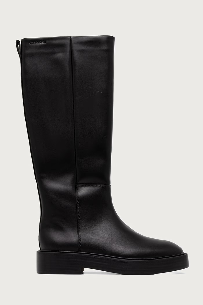 Calvin Klein Kozaki damskie skórzane CONC WELT HIGH BOOT LTH HW0HW032130GJ czarny AW26