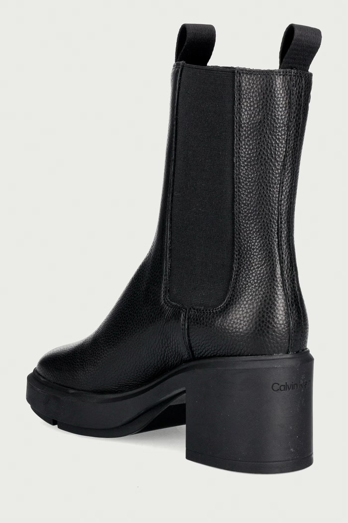 Obuća Calvin Klein Čizme s debelom potpeticom za žene od kože BLOCK HEEL CHELSEA BOOT LTH HW0HW03694BEH crna
