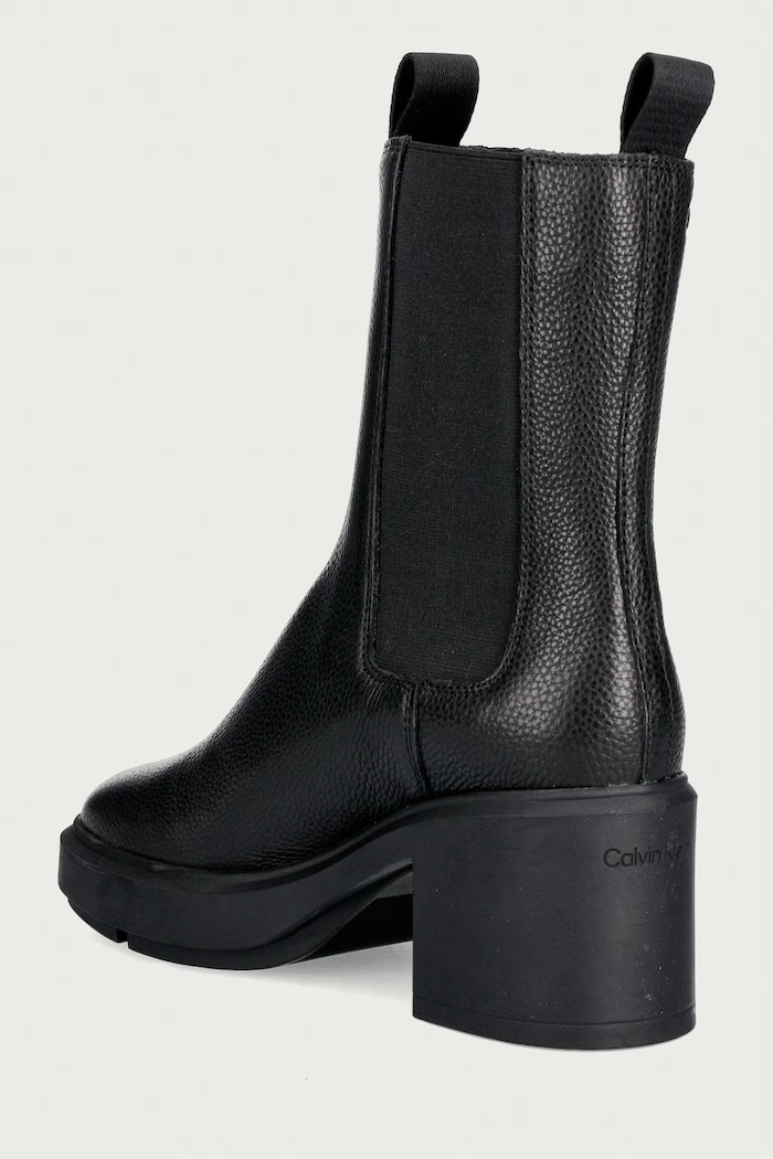 Obuća Calvin Klein Čizme s debelom potpeticom za žene od kože BLOCK HEEL CHELSEA BOOT LTH HW0HW03694BEH crna