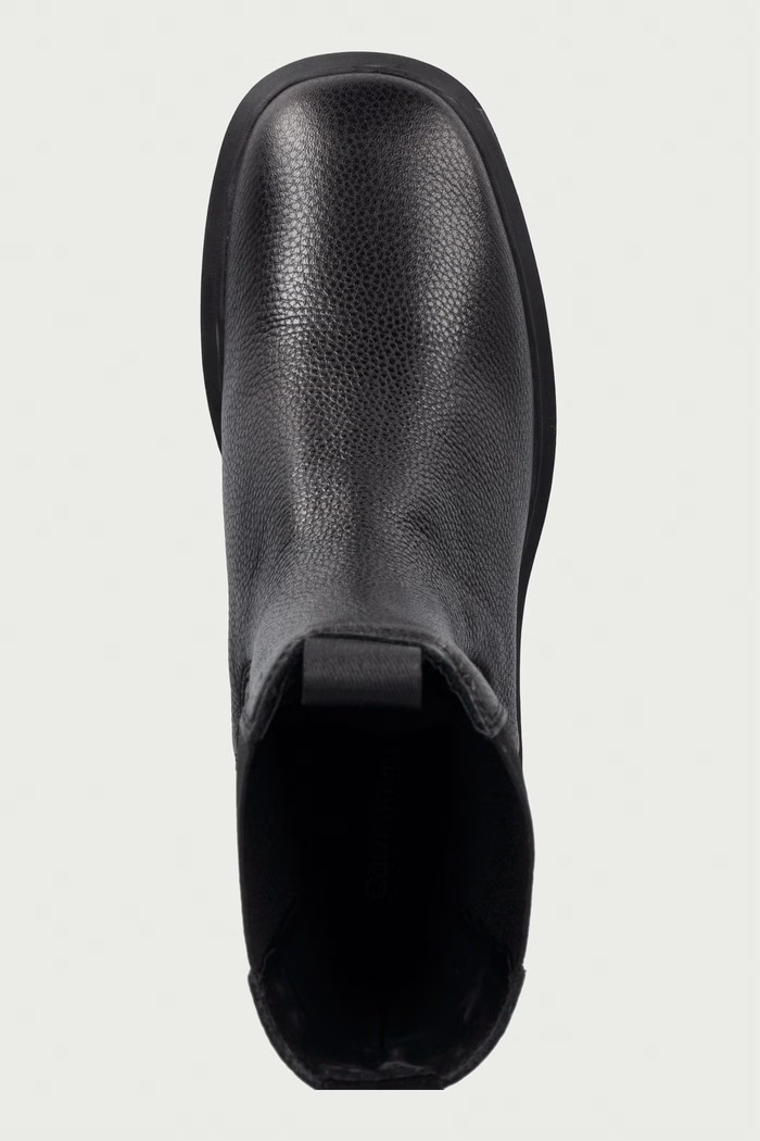 Čizme s debelom potpeticom za žene od kože BLOCK HEEL CHELSEA BOOT LTH Calvin Klein HW0HW03694BEH crna