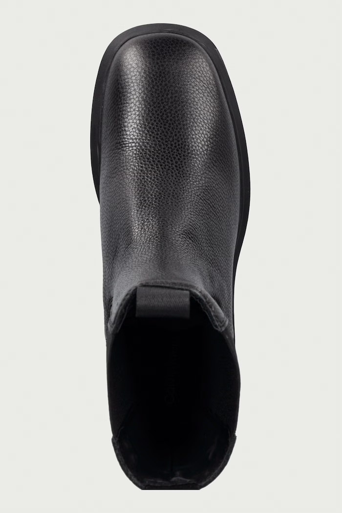 Čizme s debelom potpeticom za žene od kože BLOCK HEEL CHELSEA BOOT LTH Calvin Klein HW0HW03694BEH crna