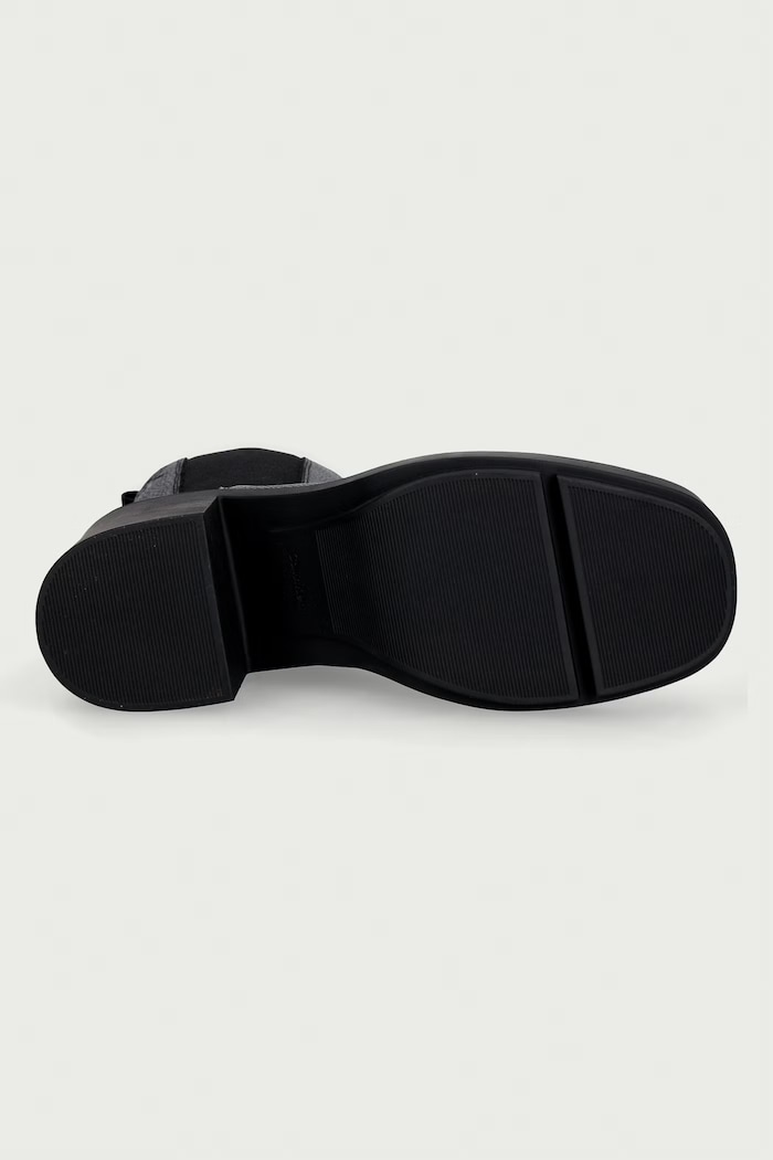 Čizme s debelom potpeticom za žene od kože BLOCK HEEL CHELSEA BOOT LTH Calvin Klein crna HW0HW03694BEH