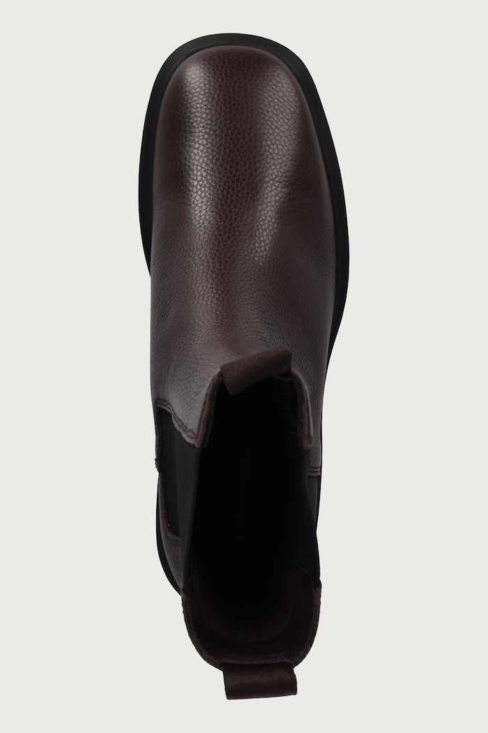 Kotníkové Chelsea boty na sloupku dámské kožené BLOCK HEEL CHELSEA BOOT LTH Calvin Klein HW0HW03694BAM hnědá