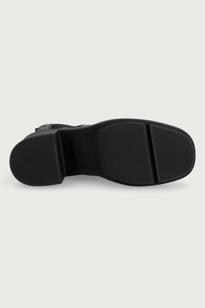 Kotníkové Chelsea boty na sloupku dámské kožené BLOCK HEEL CHELSEA BOOT LTH Calvin Klein hnědá HW0HW03694BAM
