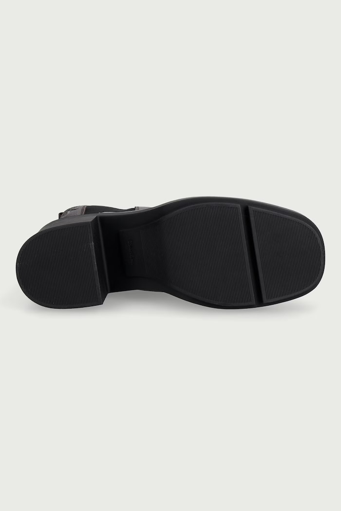 Kotníkové Chelsea boty na sloupku dámské kožené BLOCK HEEL CHELSEA BOOT LTH Calvin Klein hnědá HW0HW03694BAM