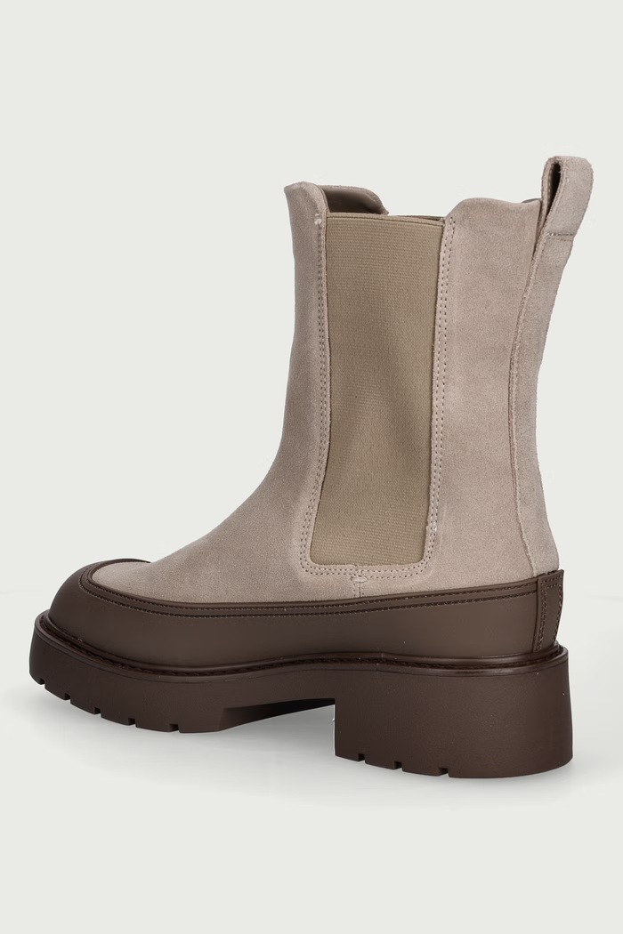 Obuv Calvin Klein Chelsea čižmy na platforme dámske semišové CHUNKY CHELSEA BOOT SUE EM HW0HW032030JC béžová