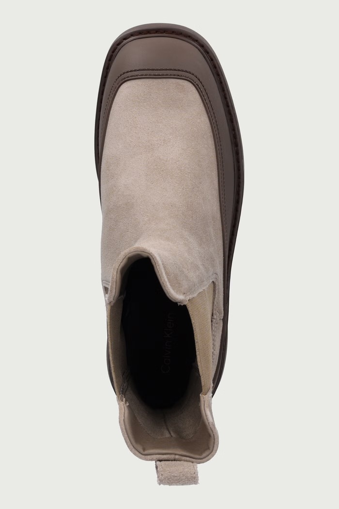 Chelsea čižmy na platforme dámske semišové CHUNKY CHELSEA BOOT SUE EM Calvin Klein HW0HW032030JC béžová