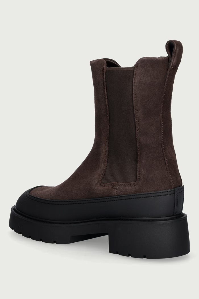 Boty Calvin Klein Kotníkové Chelsea boty na platformě dámské semišové CHUNKY CHELSEA BOOT SUE EM HW0HW0320309S hnědá