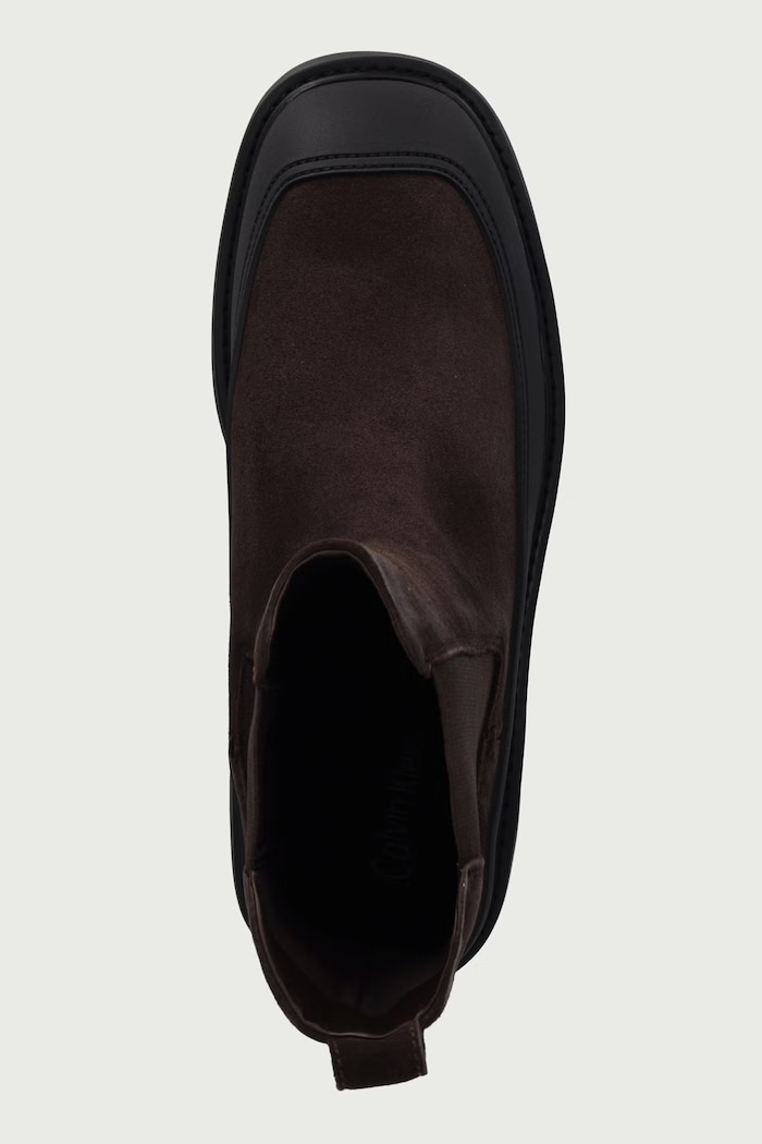 Kotníkové Chelsea boty na platformě dámské semišové CHUNKY CHELSEA BOOT SUE EM Calvin Klein HW0HW0320309S hnědá