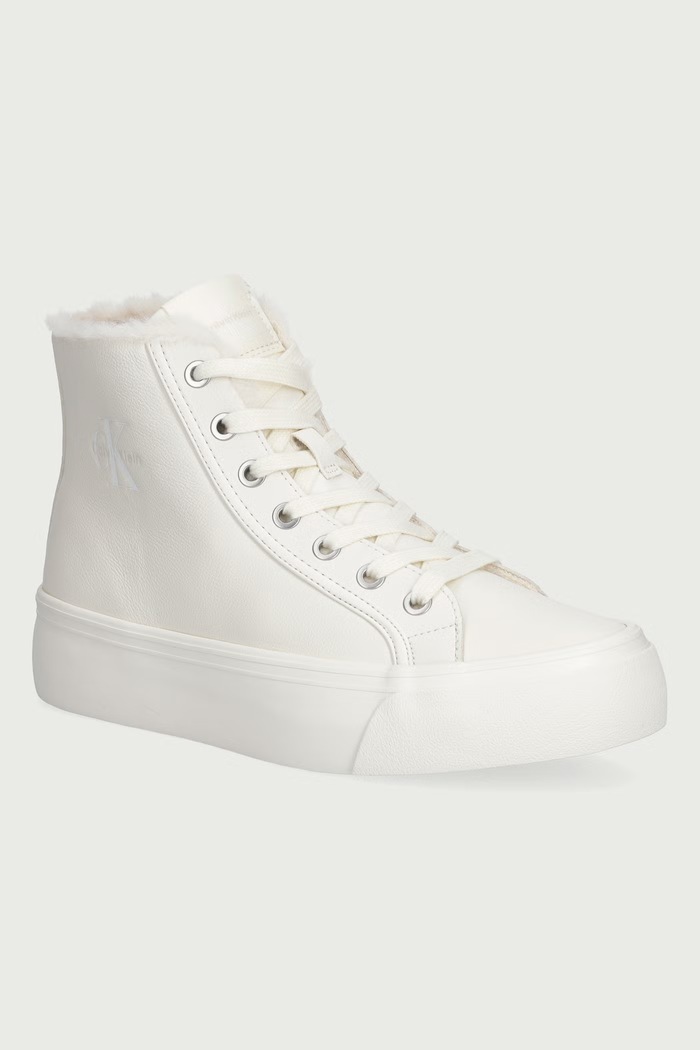 Calvin Klein VULC FLATF MID LACEUP LTH FUR trampki damskie beżowy HW0HW03234YBJ