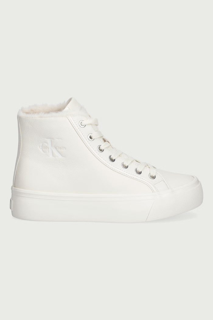Calvin Klein VULC FLATF MID LACEUP LTH FUR trampki damskie HW0HW03234YBJ beżowy AW26