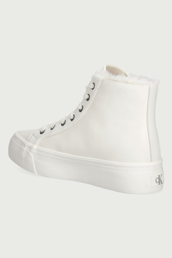 Obuwie Calvin Klein VULC FLATF MID LACEUP LTH FUR trampki damskie HW0HW03234YBJ beżowy