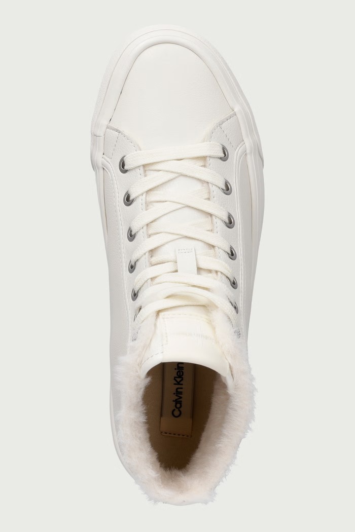 VULC FLATF MID LACEUP LTH FUR trampki damskie Calvin Klein HW0HW03234YBJ beżowy