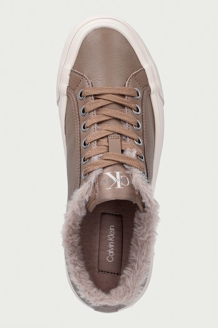 VULC FLATF LACEUP LTH FUR sneakers Γυναικεία Calvin Klein HW0HW03235PBO μπεζ