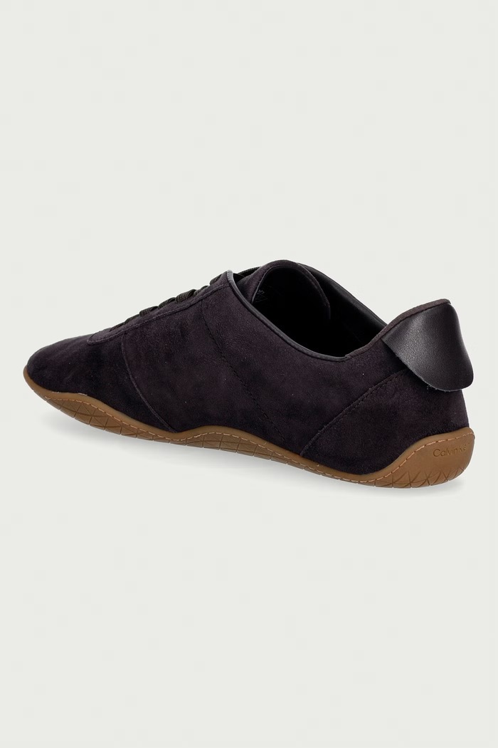 Обувки Calvin Klein BALLET SNEAKER LACEUP LTH-SUE маратонки дамски от велур HW0HW0326309Z кафяв