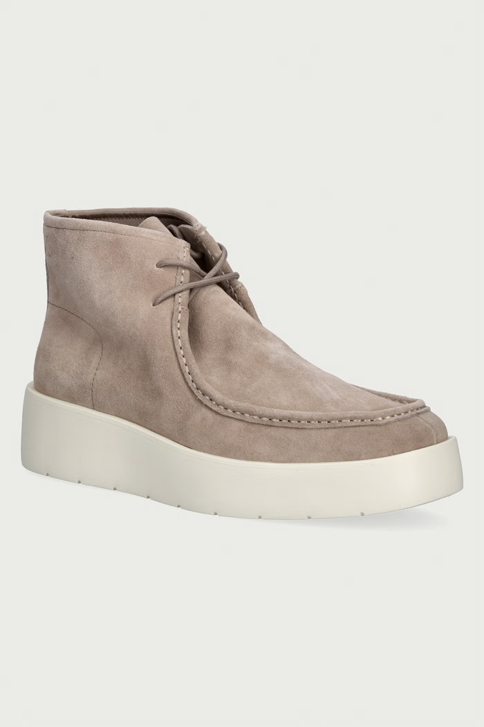 Calvin Klein Čizme za muškarce od brušene kože FLATF LACE UP APR CUT BOOT bež HW0HW03273063