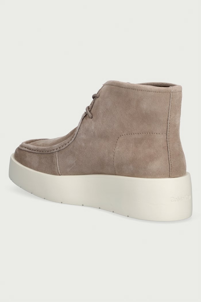 Obuća Calvin Klein Čizme za muškarce od brušene kože FLATF LACE UP APR CUT BOOT HW0HW03273063 bež