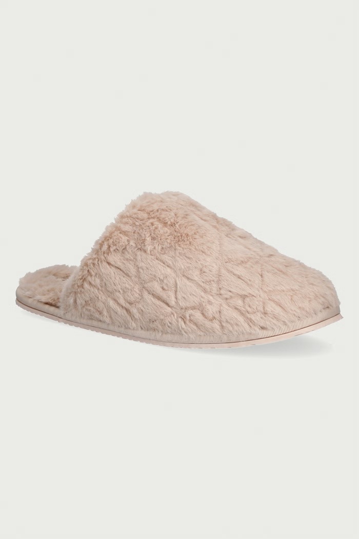 Calvin Klein Papuče za žene HOME SLIPPER FUR AOP bež HW0HW03218VIC