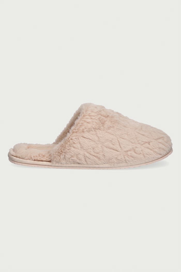 Calvin Klein Papuče za žene HOME SLIPPER FUR AOP HW0HW03218VIC bež AW26