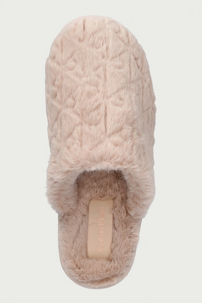 Papuče za žene HOME SLIPPER FUR AOP Calvin Klein HW0HW03218VIC bež