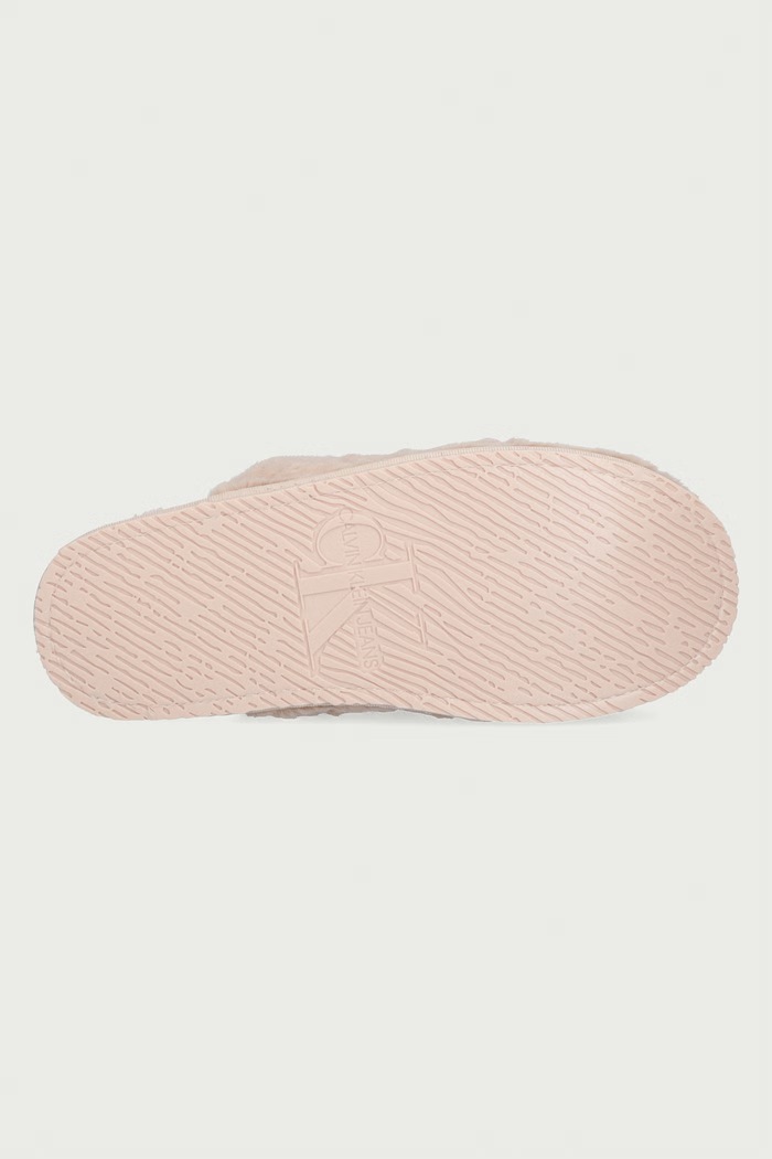 Papuče za žene HOME SLIPPER FUR AOP Calvin Klein bež HW0HW03218VIC