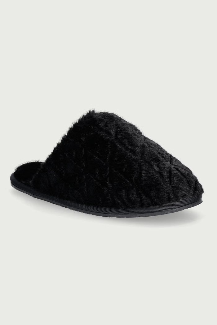 Calvin Klein Παντόφλες Γυναικεία HOME SLIPPER FUR AOP μαύρο HW0HW032180GJ