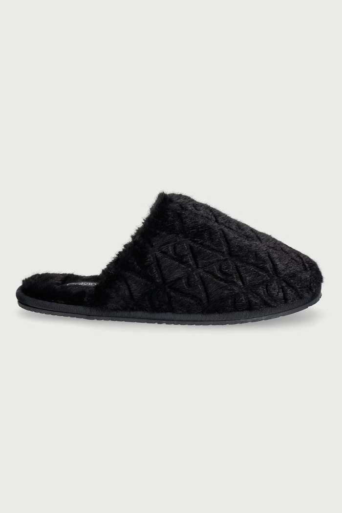 Calvin Klein Παντόφλες Γυναικεία HOME SLIPPER FUR AOP HW0HW032180GJ μαύρο AW26