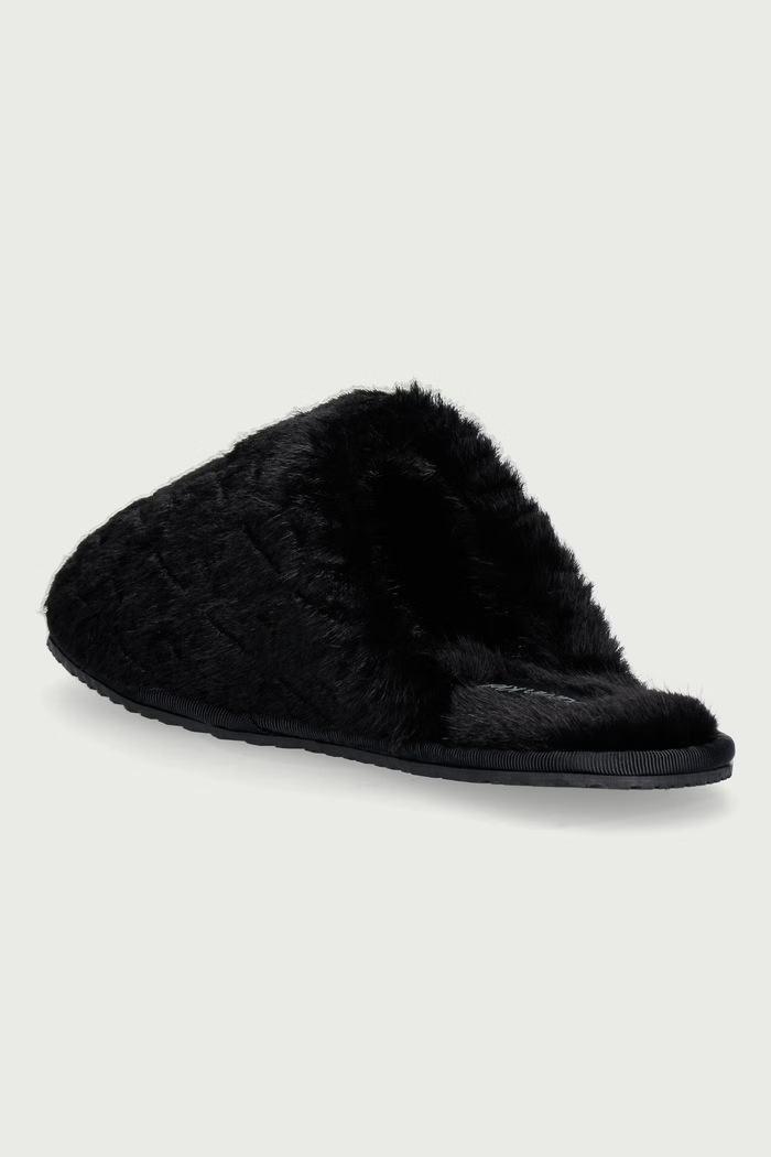 Παπούτσια Calvin Klein Παντόφλες Γυναικεία HOME SLIPPER FUR AOP HW0HW032180GJ μαύρο