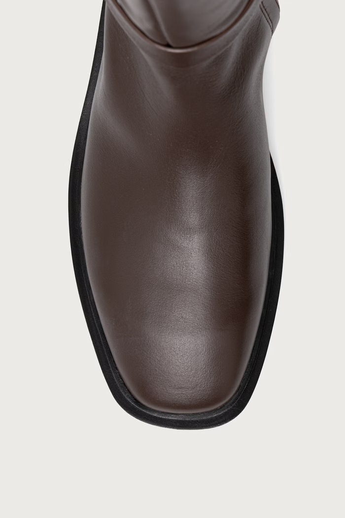 Μπότες Γυναικεία δερμάτινες SQUARE HIGH BOOT LTH MG HDW Calvin Klein HW0HW03187BAM καφέ