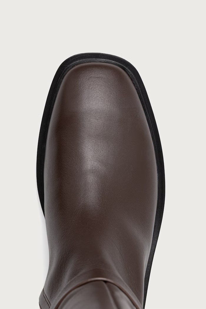 Kozaki damskie skórzane SQUARE HIGH BOOT LTH MG HDW Calvin Klein HW0HW03187BAM brązowy