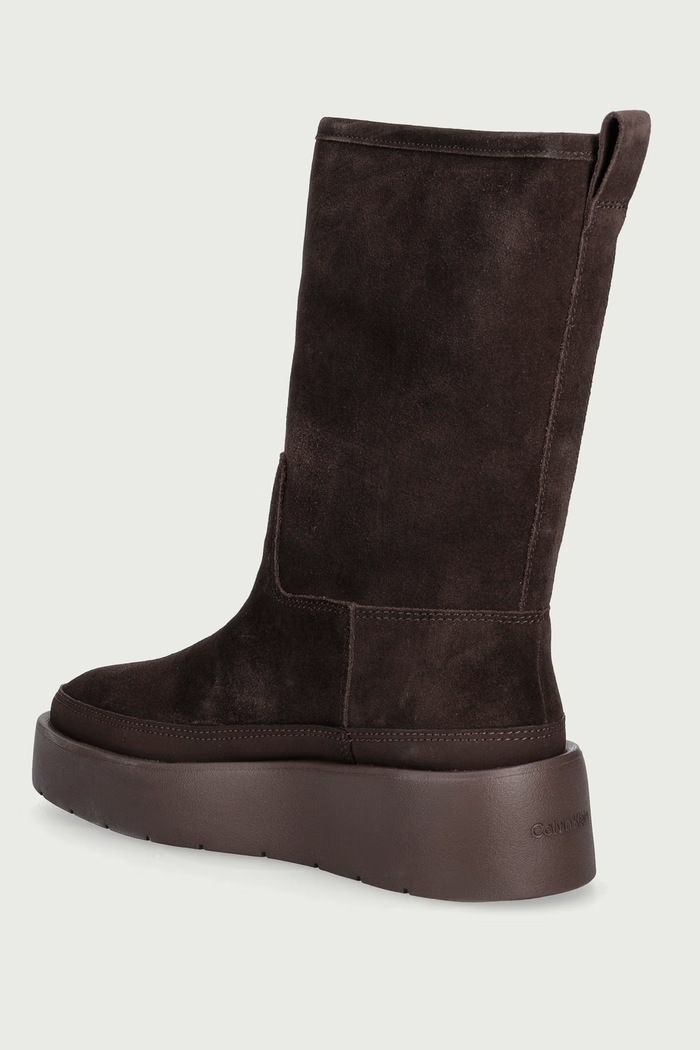 Obuv Calvin Klein Členkové čižmy dámske semišové FLATFORM MID BOOT SUEDE WL HW0HW03181BAM hnedá