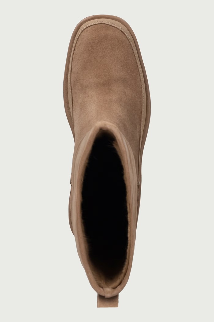 Боти с платформа дамски от велур FLATFORM MID BOOT SUEDE WL Calvin Klein HW0HW03181A1B бежов