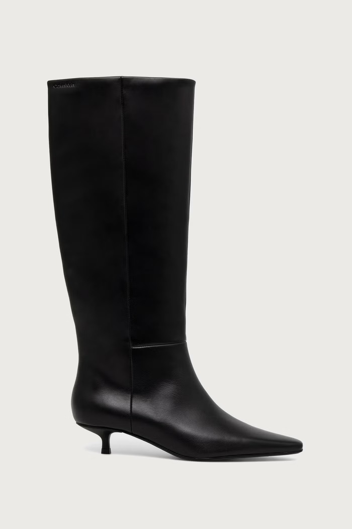 Calvin Klein Čižmy dámske kožené KITTEN HEEL HIGH BOOT LTH HW0HW031670GJ čierna AW26