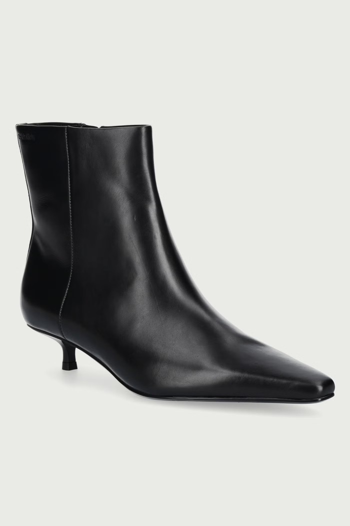 Calvin Klein Gležnjače za žene od kože KITTEN HEEL ANKLE BOOT LTH crna HW0HW031650GJ
