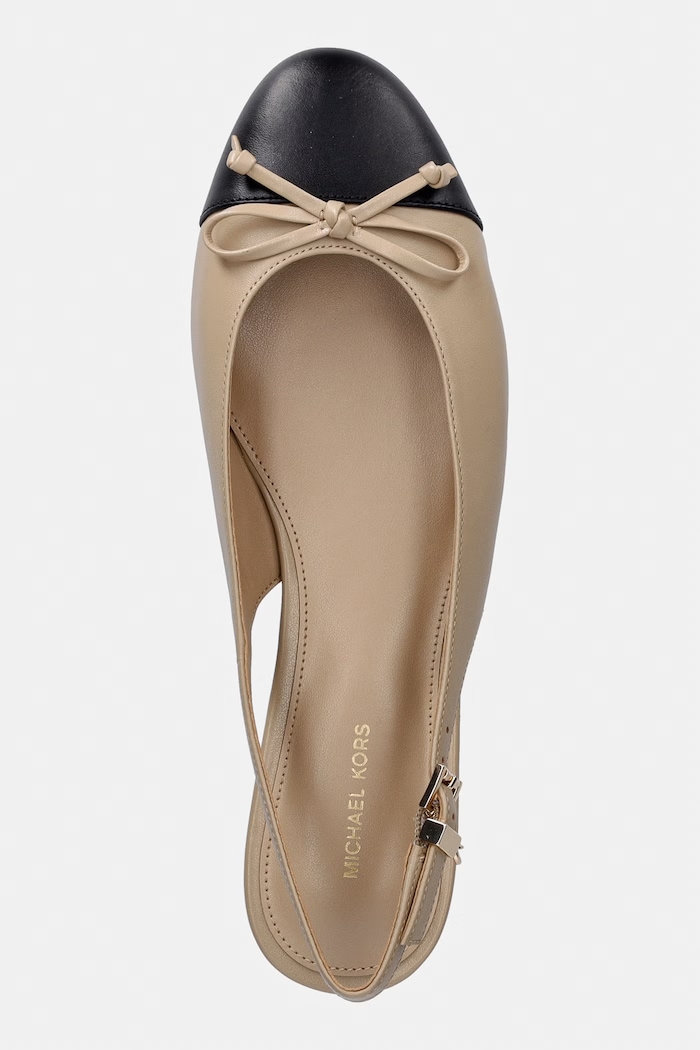 MICHAEL Michael Kors балеринки от кожа Piper Sling Ballet бежов 40T6PIFP1L.156