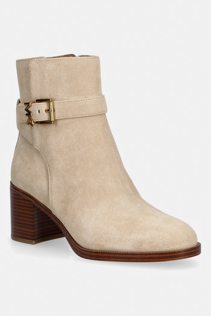MICHAEL Michael Kors gležnarski čevlji ženski semišasti Rachel Heeled Bootie bež 40T6RCME5S.156