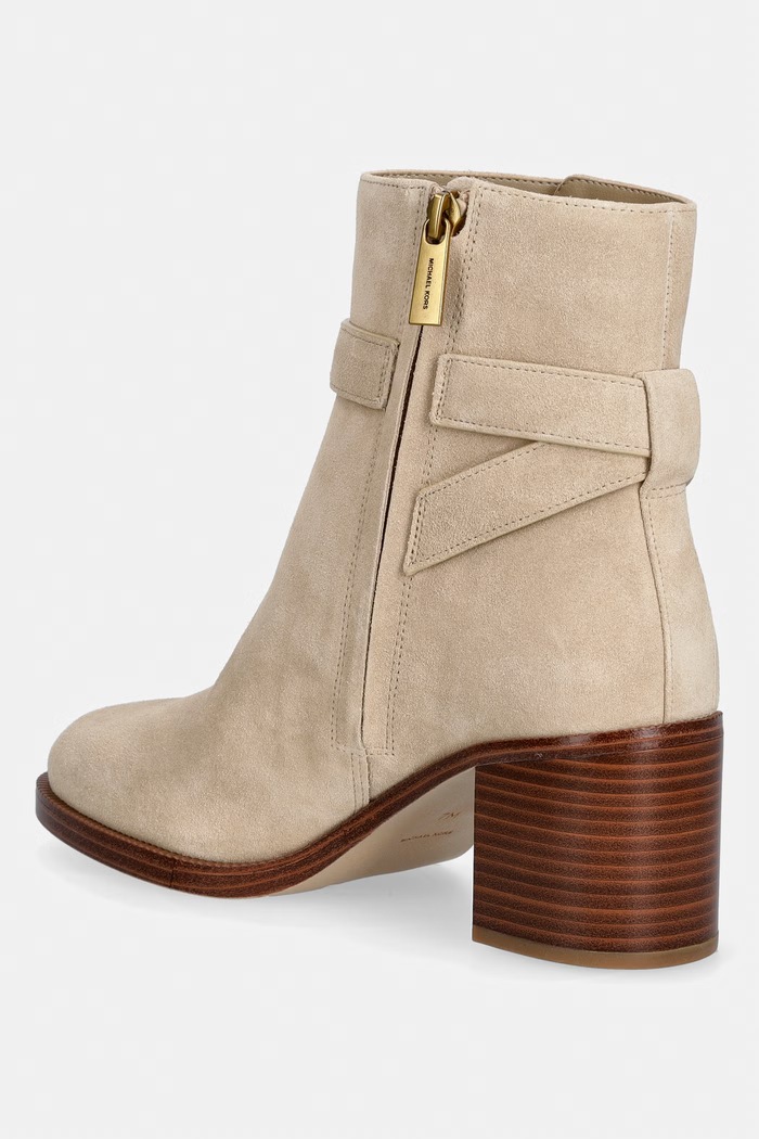 Obutev MICHAEL Michael Kors gležnarski čevlji ženski semišasti Rachel Heeled Bootie 40T6RCME5S.156 bež
