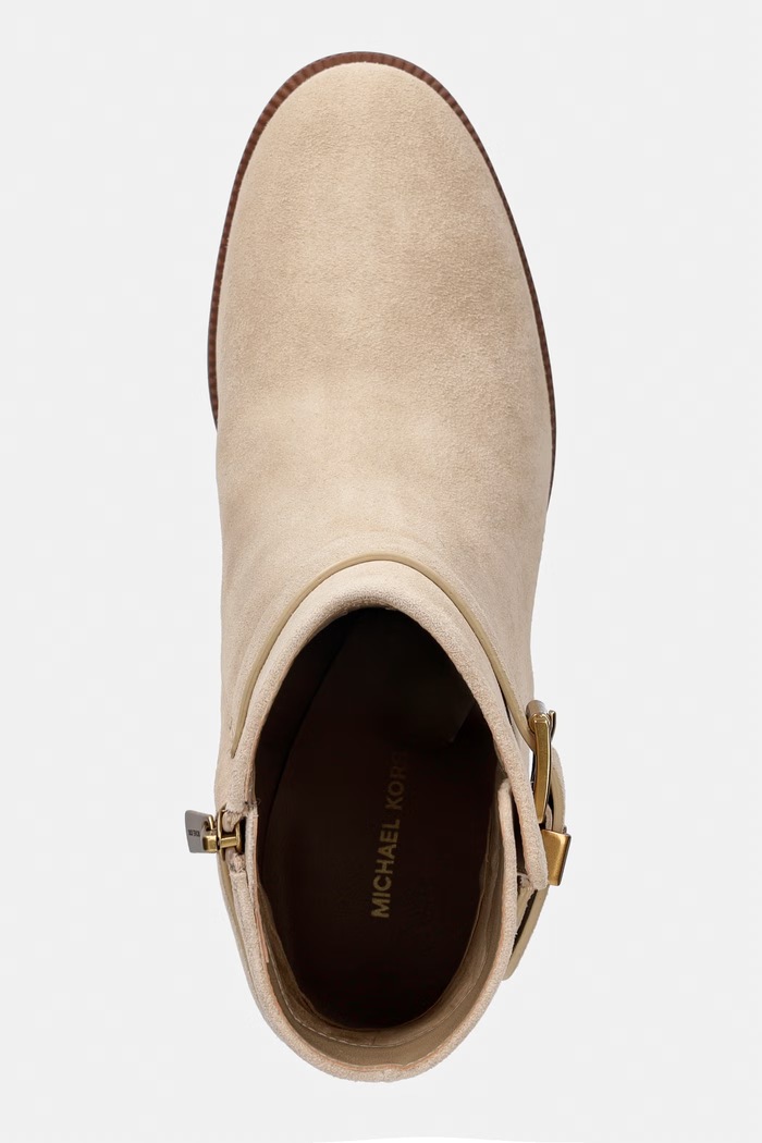 MICHAEL Michael Kors gležnarski čevlji ženski semišasti Rachel Heeled Bootie bež 40T6RCME5S.156