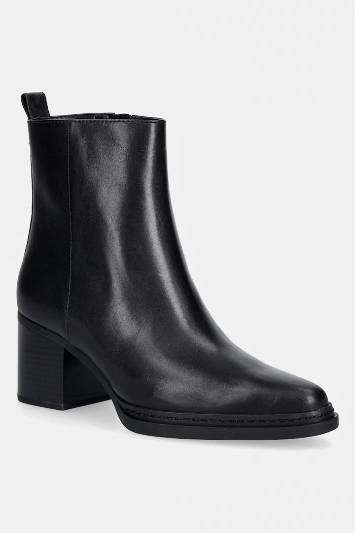 MICHAEL Michael Kors členkové čižmy na podpätku dámske kožené Lex Bootie čierna 40F5LXME5L.001