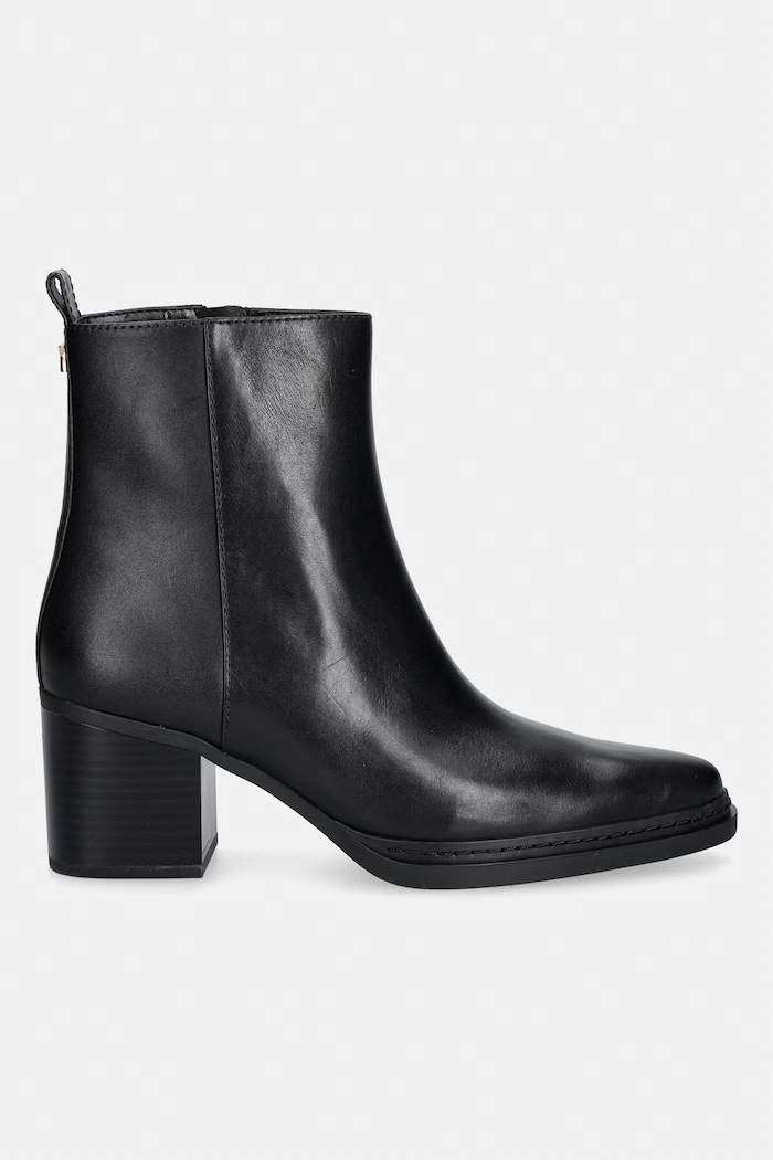 MICHAEL Michael Kors členkové čižmy na podpätku dámske kožené Lex Bootie 40F5LXME5L.001 čierna AW26