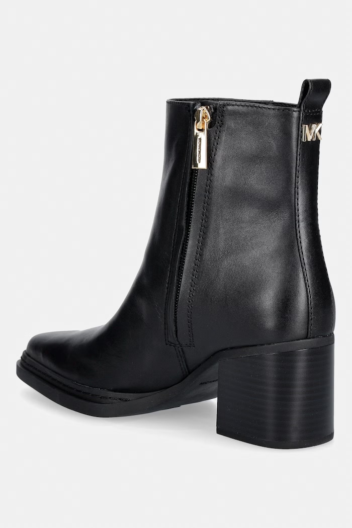 Obuv MICHAEL Michael Kors členkové čižmy na podpätku dámske kožené Lex Bootie 40F5LXME5L.001 čierna