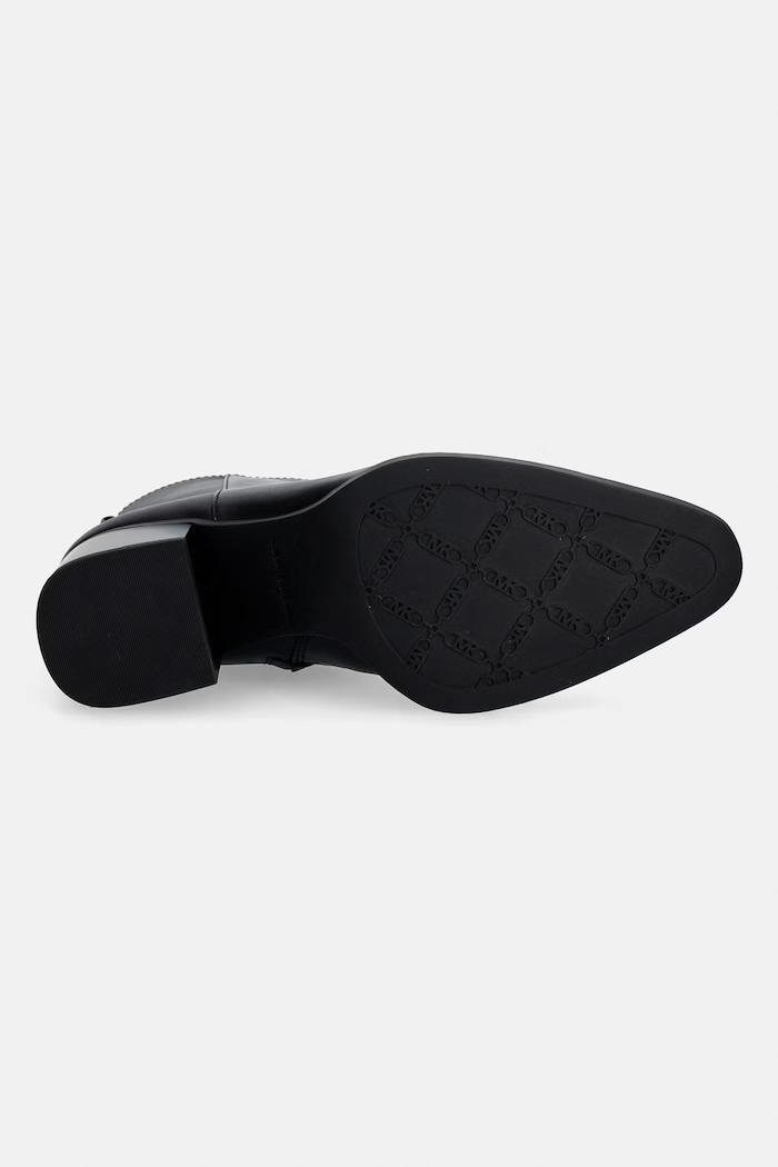 MICHAEL Michael Kors členkové čižmy na podpätku dámske kožené Lex Bootie 40F5LXME5L.001 čierna