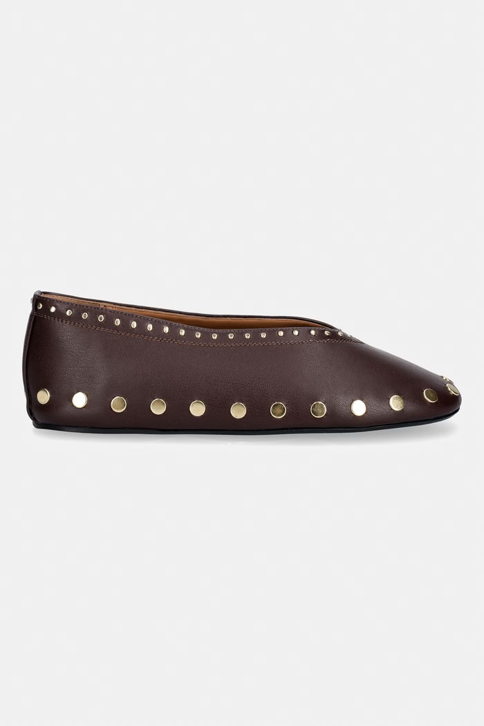 GANNI Jenny Ballerina baleriny D1020015 brązowy AW26