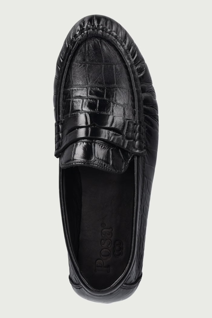Loafersy damskie skórzane Penny Loafer Posa PW43.600 czarny
