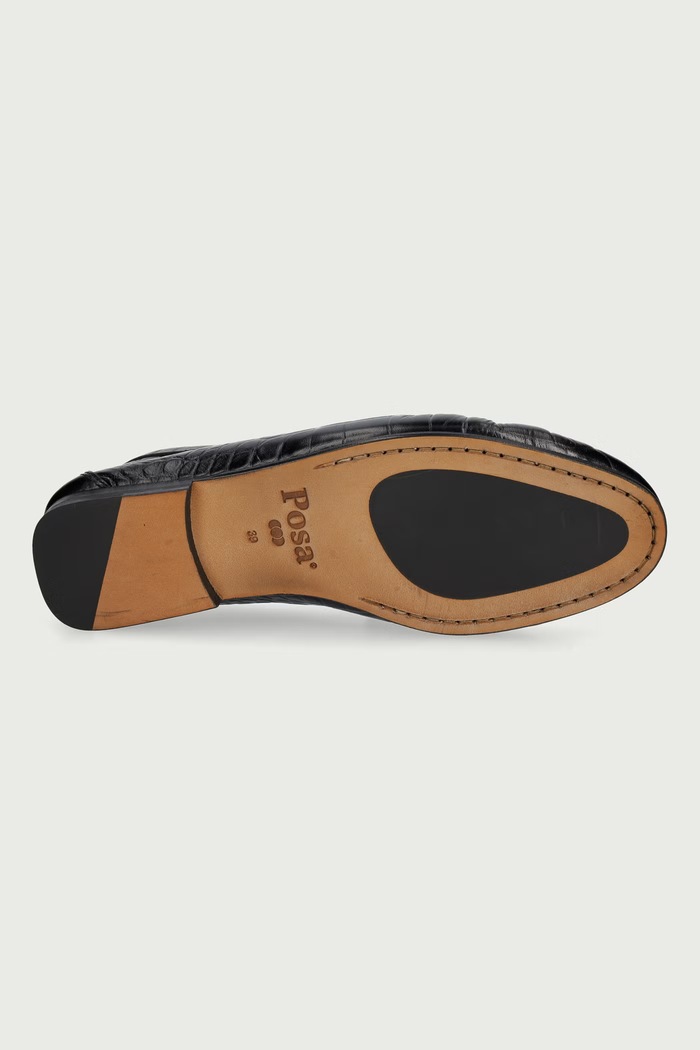 Loafersy damskie skórzane Penny Loafer Posa czarny PW43.600