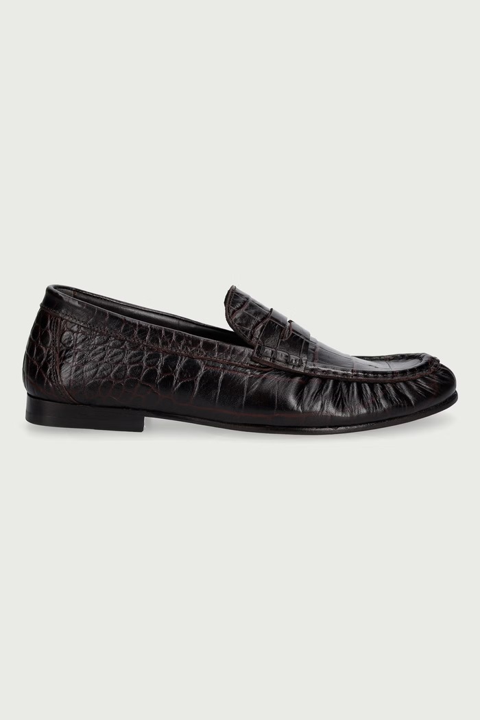 Posa Loafersy damskie skórzane Penny Loafer PW43.501 bordowy AW26