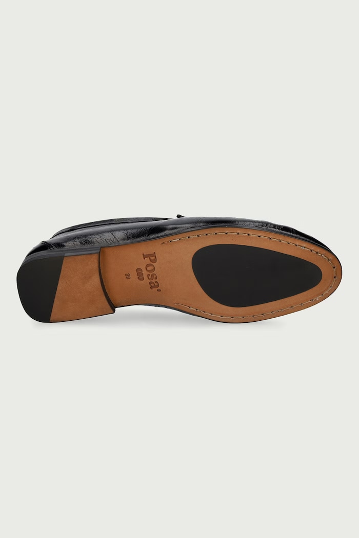 Mokasyny damskie skórzane Penny Loafer Posa czarny PW41.600