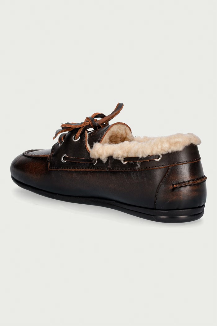 Obuwie Posa Loafersy damskie skórzane Boat Loafer PW30.205 brązowy